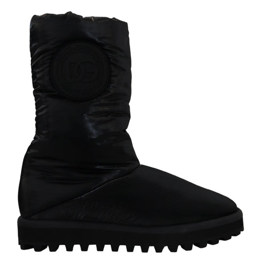 Dolce & Gabbana Schwarze Stiefel Gepolsterte Mittlere Wade Winterschuhe