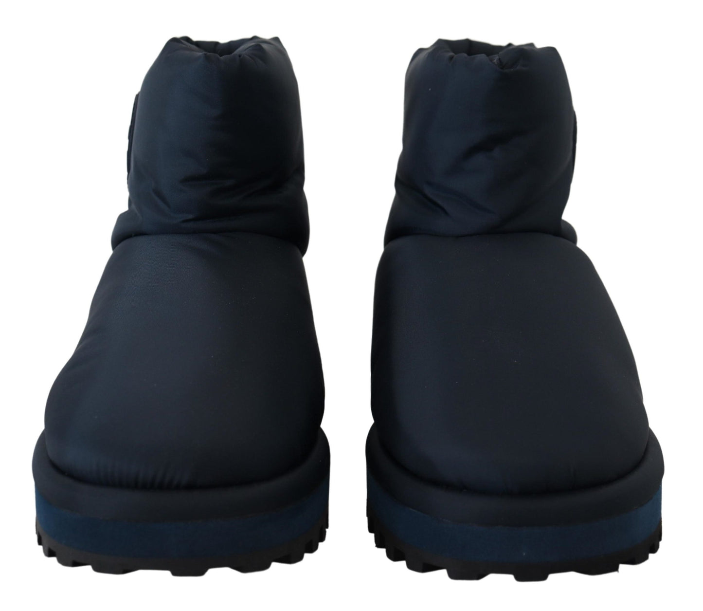 Dolce & Gabbana Blaue Nylonstiefel gepolsterte Schuhe mit mittlerer Wade