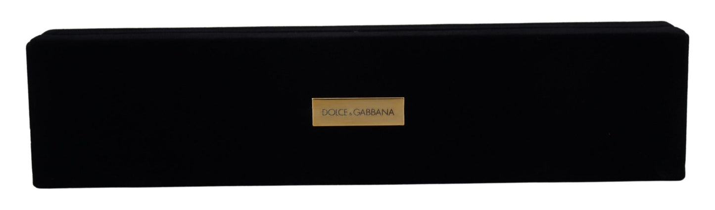 Dolce & Gabbana Schwarzer Samt Logo Plaque Lagerung Armband Schmuck-Box