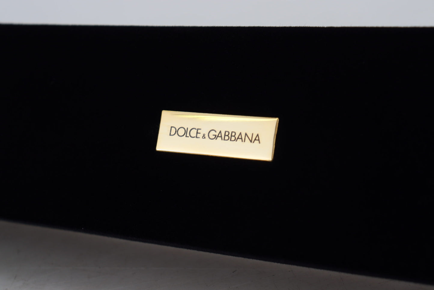 Dolce & Gabbana Schwarzer Samt Logo Plaque Lagerung Armband Schmuck-Box