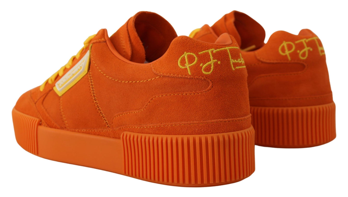 Dolce & Gabbana Orange Leder P.j. Tucker Turnschuhe Schuhe