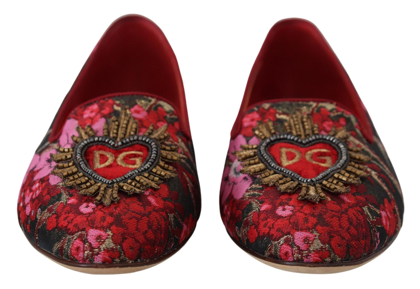 Dolce & Gabbana Multicolor Jacquard Heiliges Herz Patch Slip On Schuhe