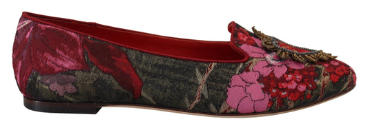 Dolce & Gabbana Multicolor Jacquard Heiliges Herz Patch Slip On Schuhe