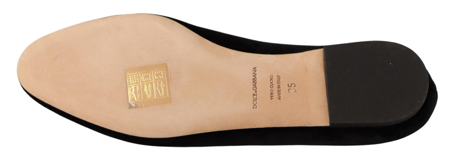 Dolce & Gabbana Schwarz DG Sacred Heart Patch Slip On flache Schuhe