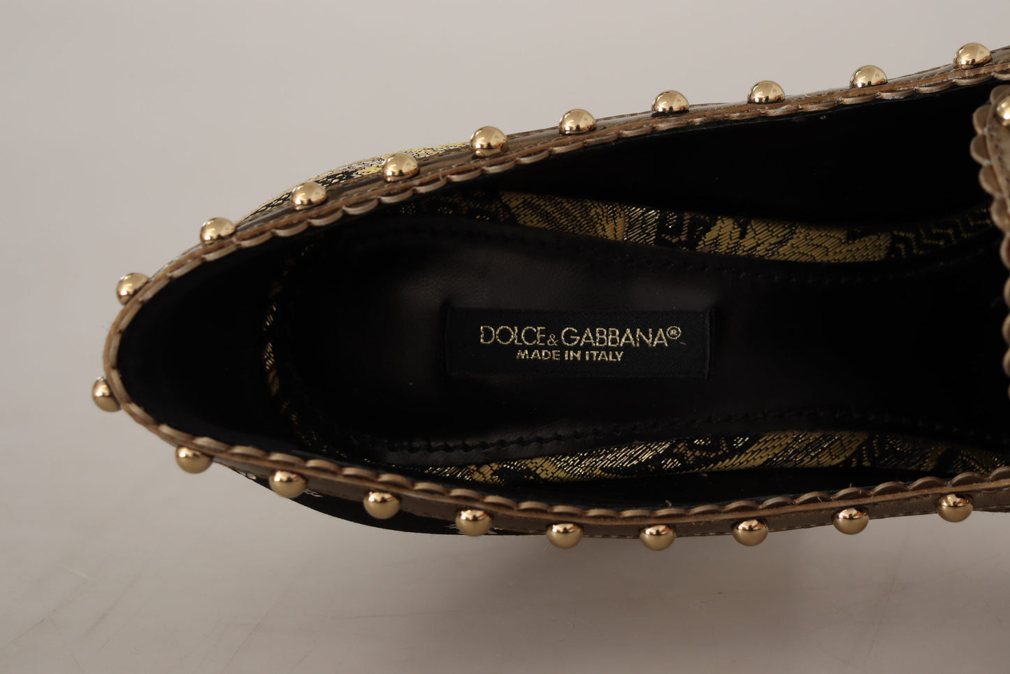 Dolce & Gabbana Gold Kristall Quadratische Zehe Brokat Pumps Schuhe