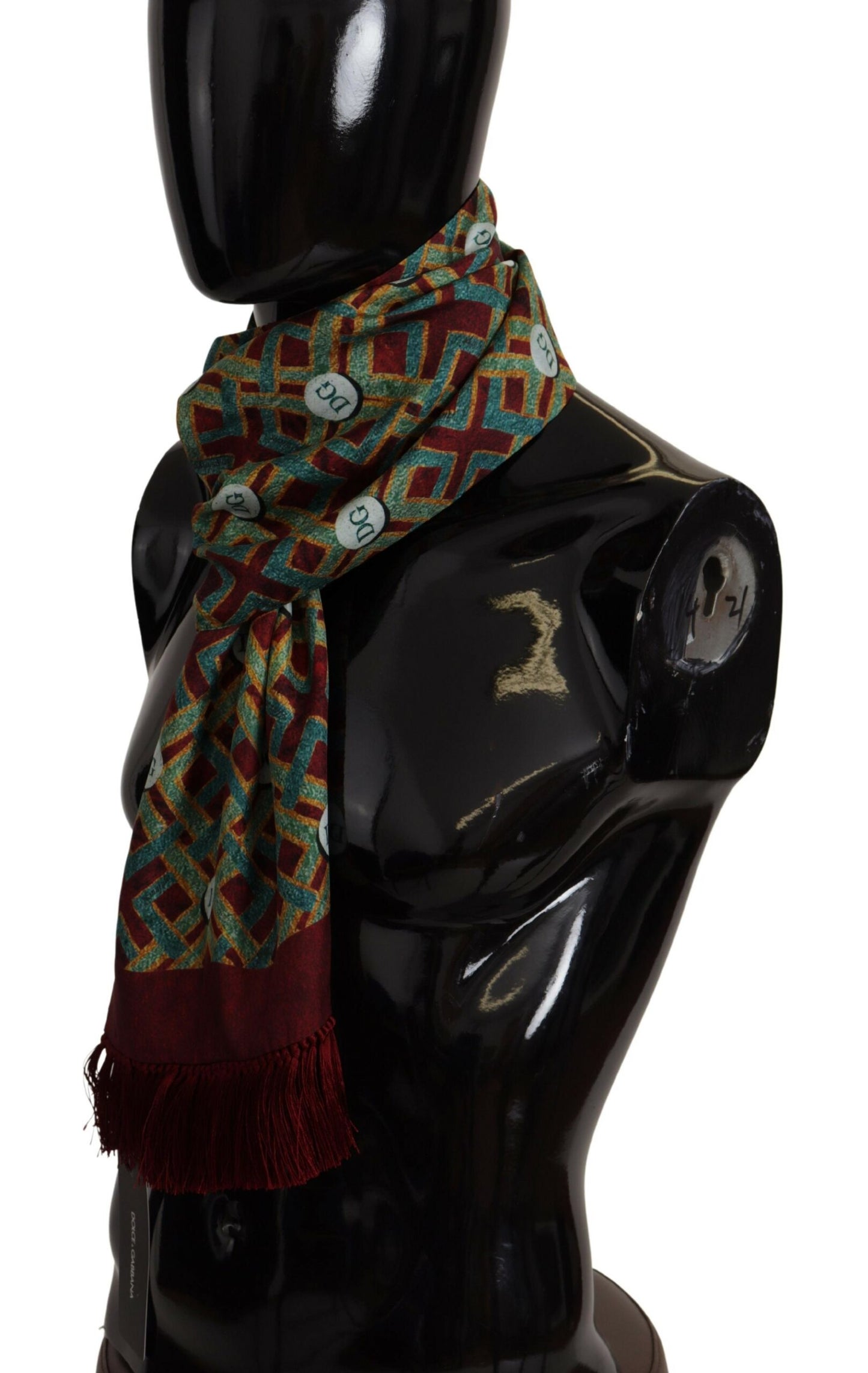 Dolce & Gabbana Multicolor DG Logo Schal Warm Neck Wrap Fransenschal