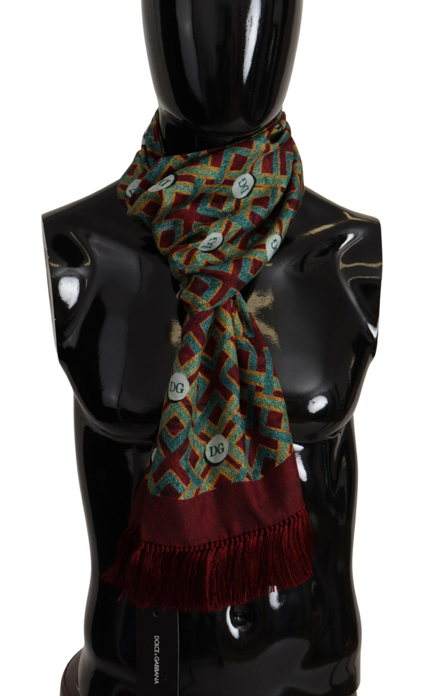 Dolce & Gabbana Multicolor DG Logo Schal Warm Neck Wrap Fransenschal