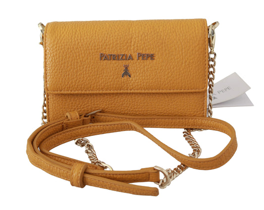 Patrizia Pepe Gelbe Logo-Leder-Schulterriemen-Slingtasche