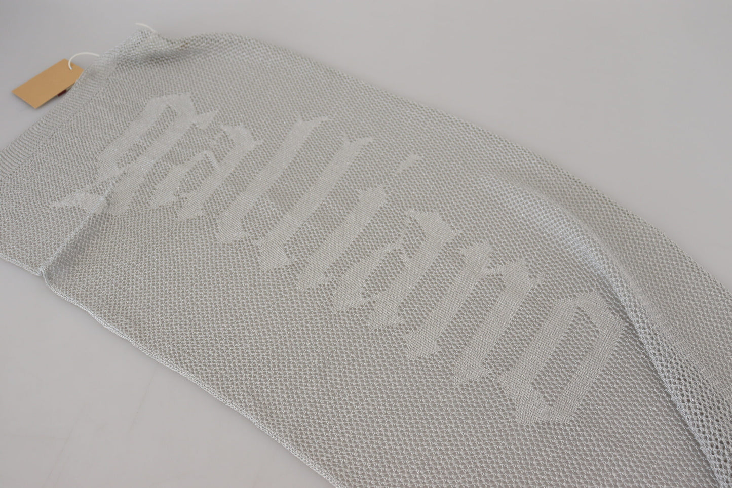 John Galliano Grauer Logo-Strickhalstuch-Foulardschal