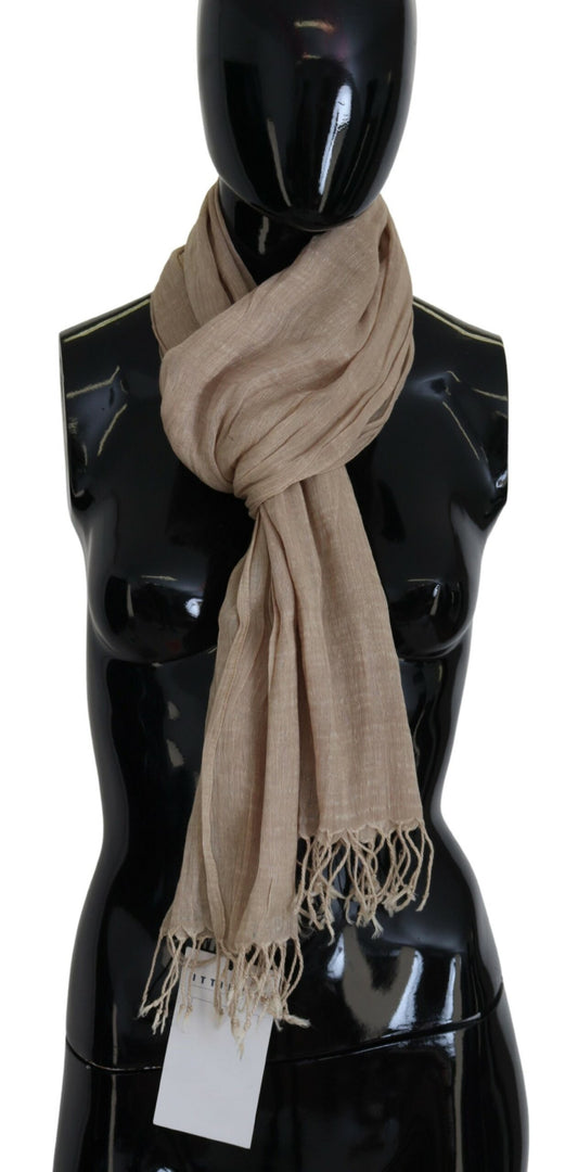 Costume National Beige Baumwollschal Foulard Fransenschal