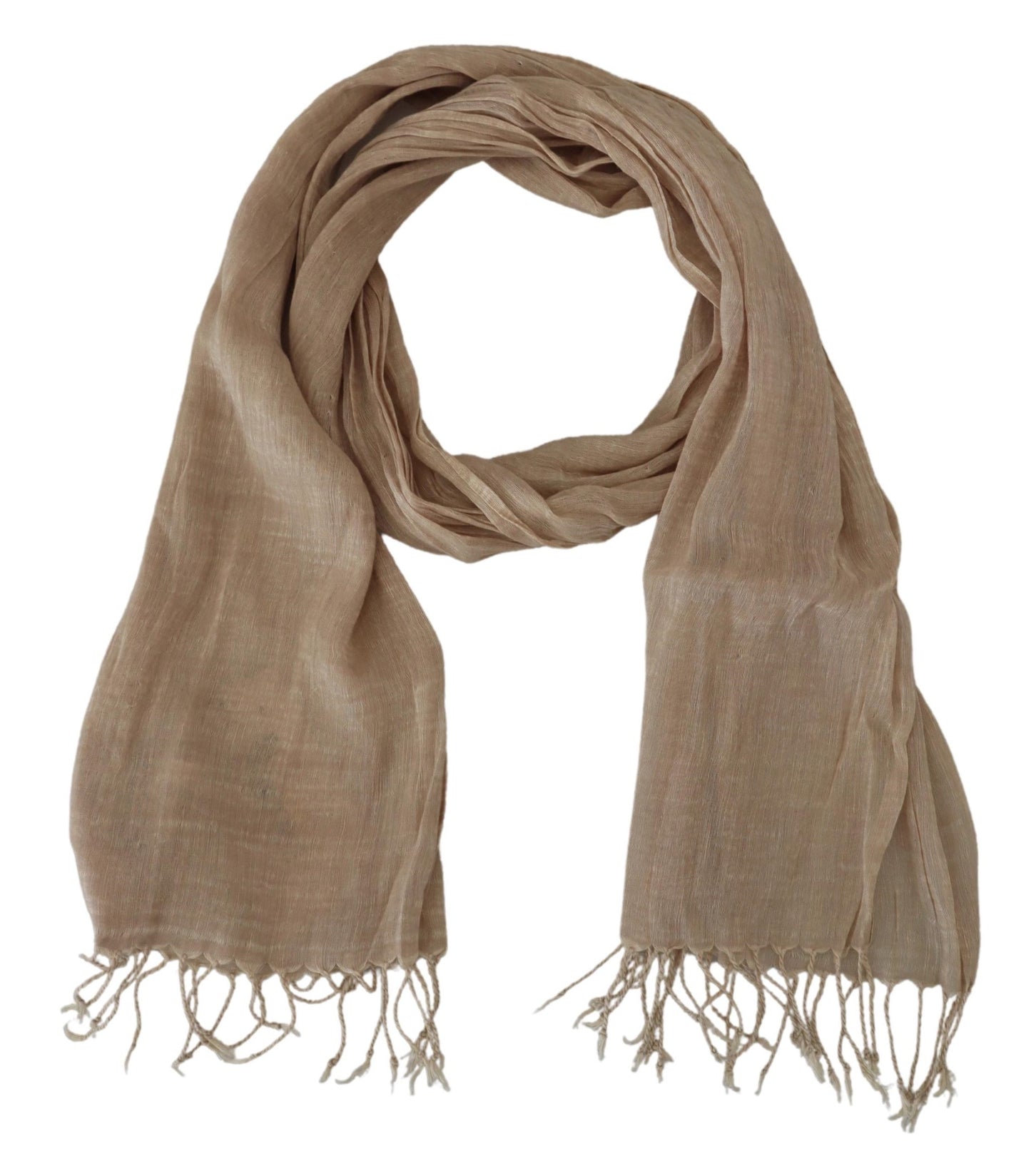 Costume National Beige Baumwollschal Foulard Fransenschal