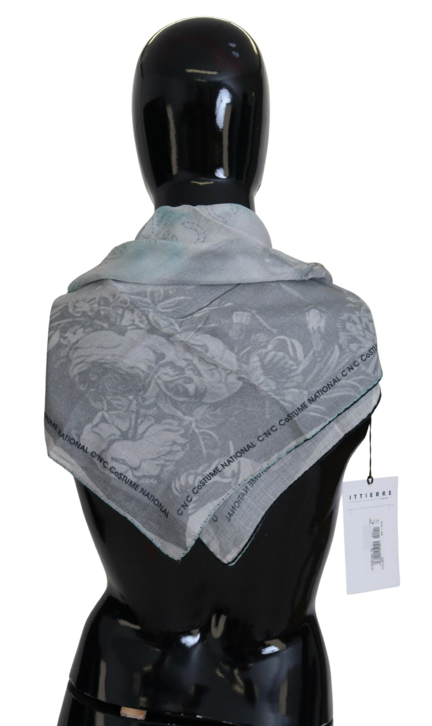 Costume National Grauer Print-Schal Foulard Markenschal