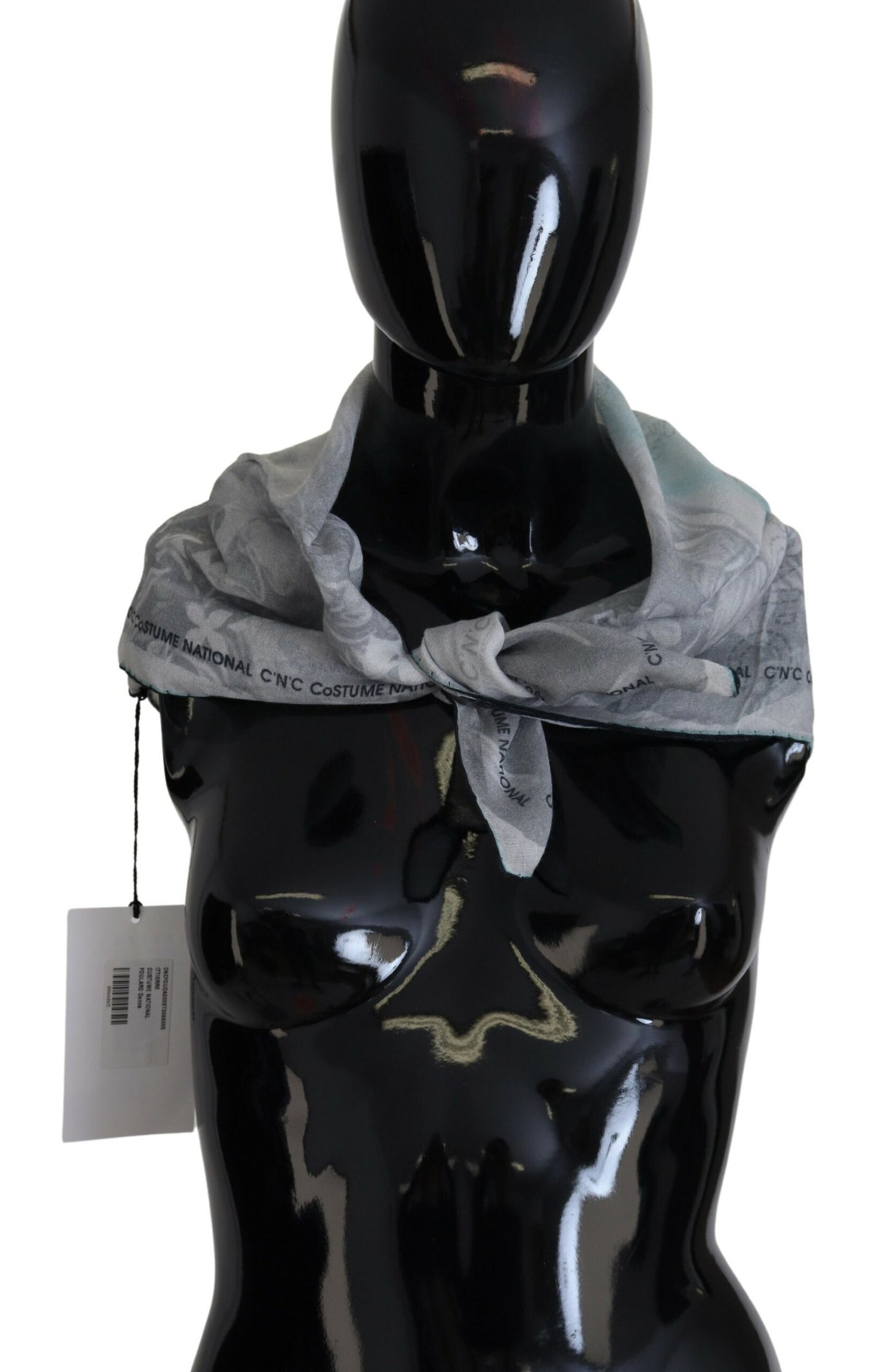 Costume National Grauer Print-Schal Foulard Markenschal