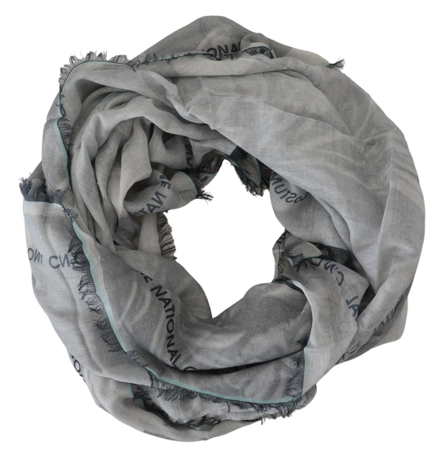 Costume National Grauer Print-Schal Foulard Fransenschal