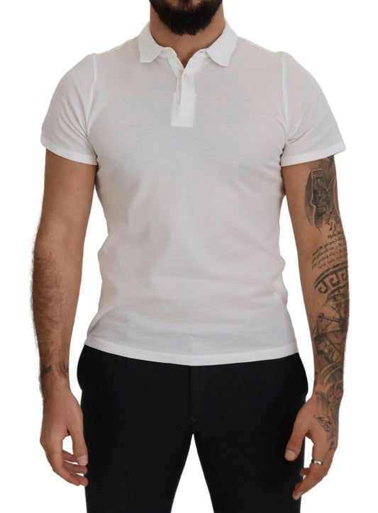 FRADI Weißes Baumwoll-Polo-T-Shirt mit Kragen und kurzen Ärmeln