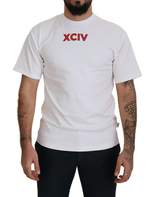 GCDS Weißes T-Shirt mit Logodruck und kurzen Ärmeln aus Baumwolle