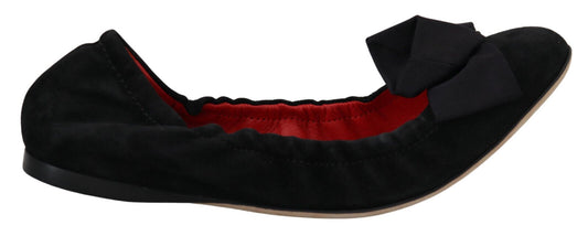Dolce & Gabbana Schwarz Wildleder flach Slip On Ballett Schuhe