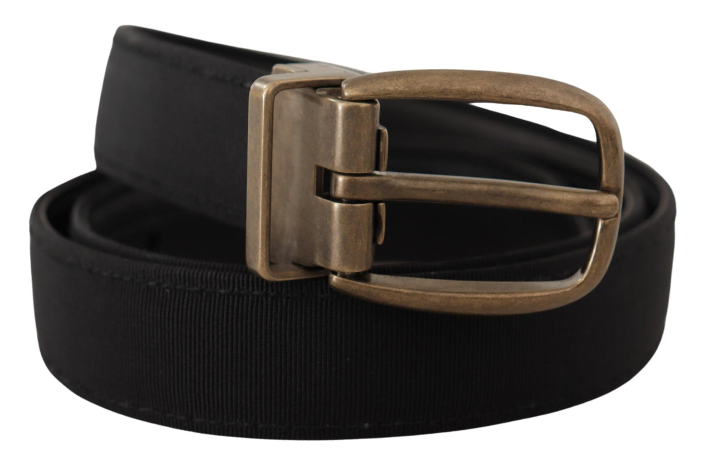 Dolce & Gabbana Schwarzer Grosgrain-Ledergürtel aus Bronze und Metall