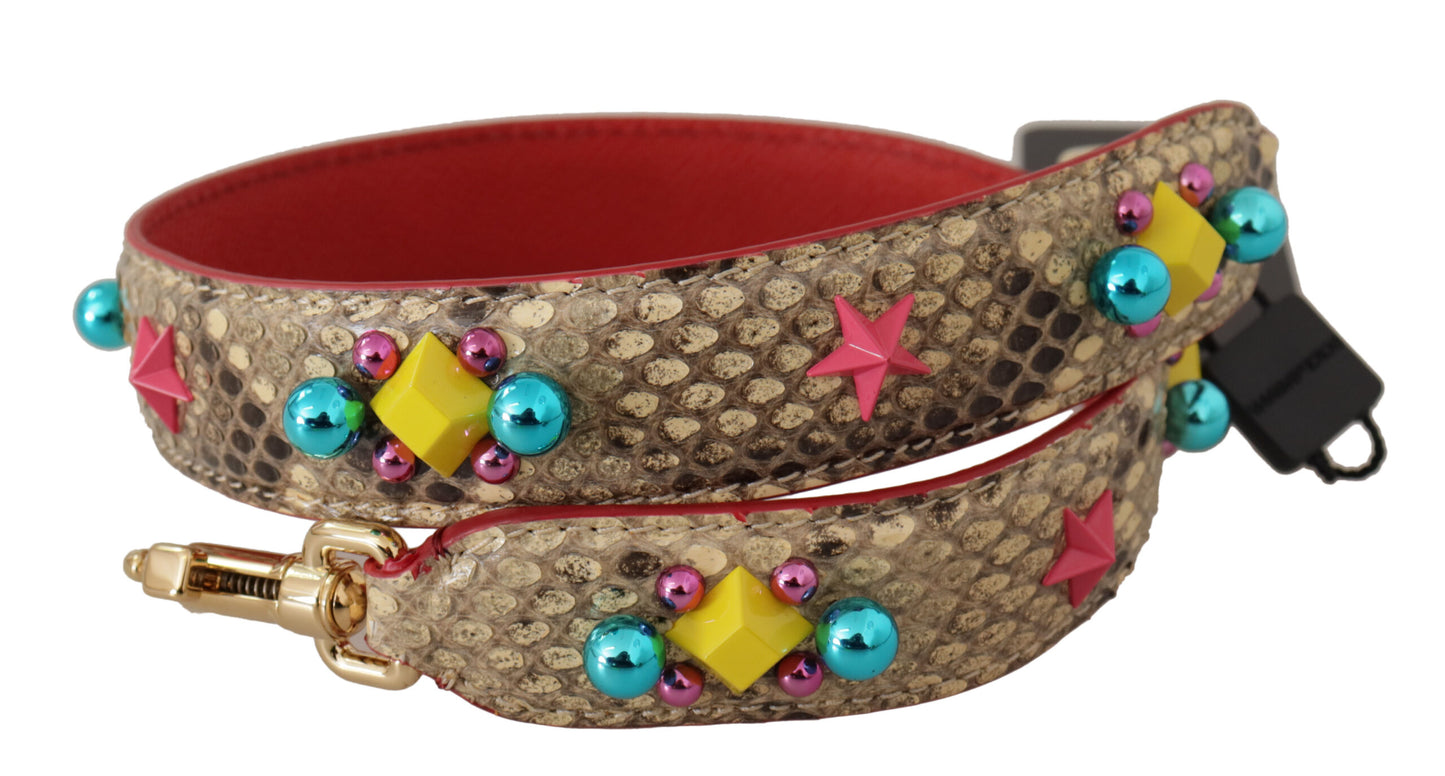 Dolce & Gabbana Beige Pythonleder mit Kristallen Schulterriemen