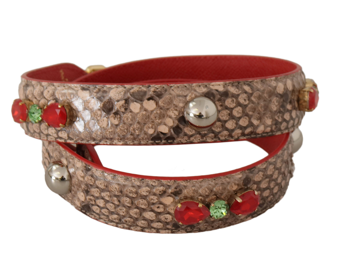 Dolce & Gabbana Brauner Pythonleder-Schulterriemen mit Kristallen
