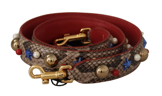 Dolce & Gabbana Brauner Pythonleder-Schulterriemen mit Nieten