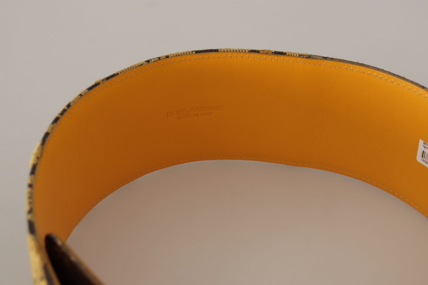 Dolce & Gabbana Blauer floraler Patchwork-Ledergürtel mit breiter Taille und Schnalle