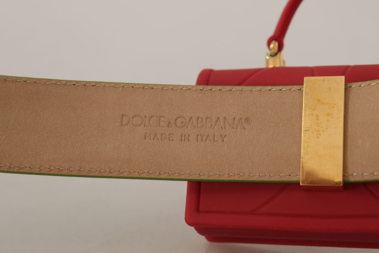 Dolce & Gabbana Grünes Leder Devotion Heart Micro Tasche Kopfhörer Gürtel