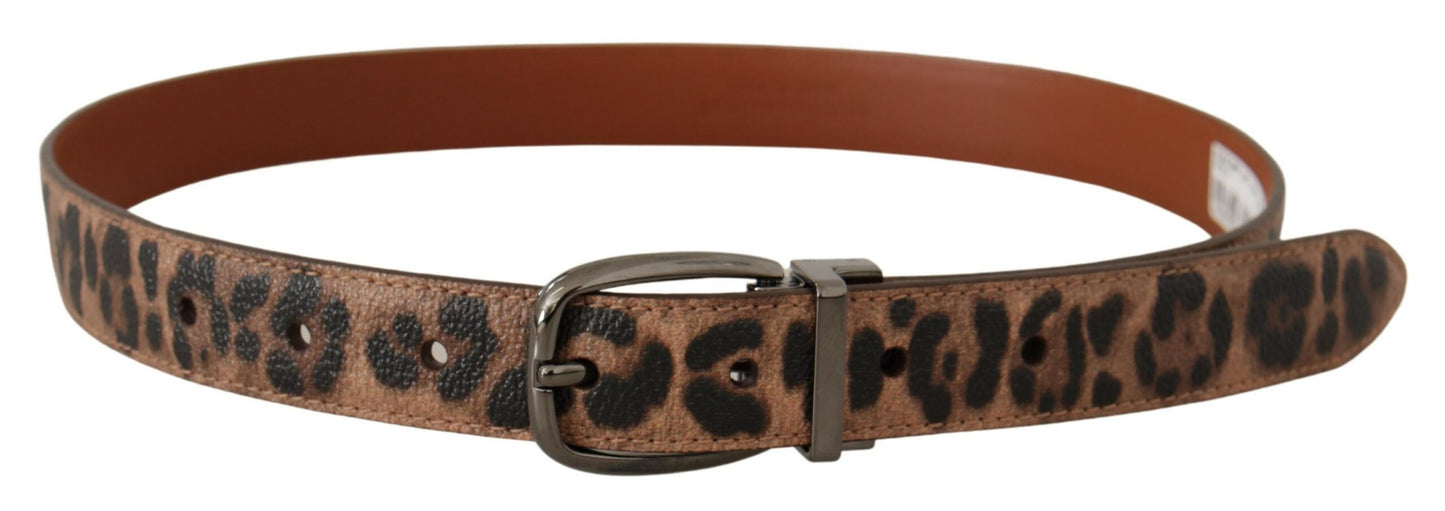Dolce & Gabbana Brauner Gürtel mit Leopardenprägung und Lederschnalle