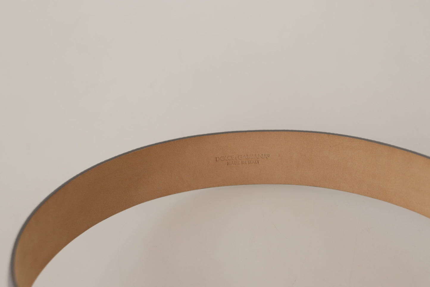 Dolce & Gabbana Metallic Silber Leder Metall Gürtelschnalle