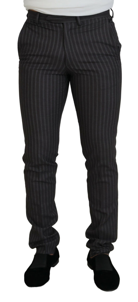 BENCIVENGA Braun gestreift Slim Fit Herrenhosen