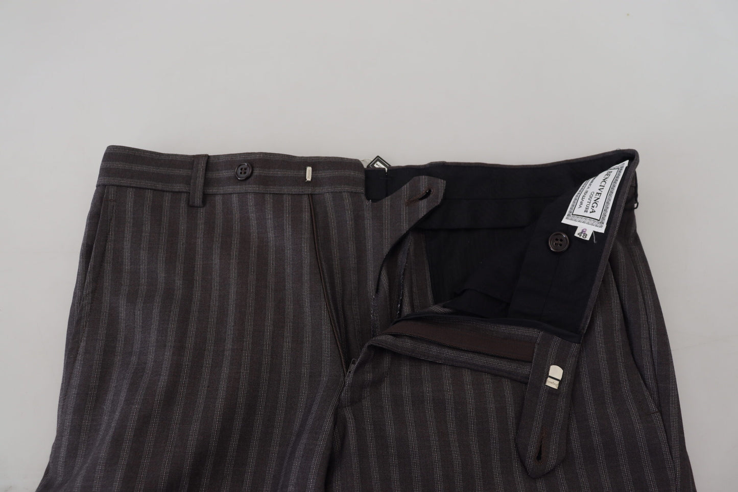 BENCIVENGA Braun gestreift Slim Fit Herrenhosen