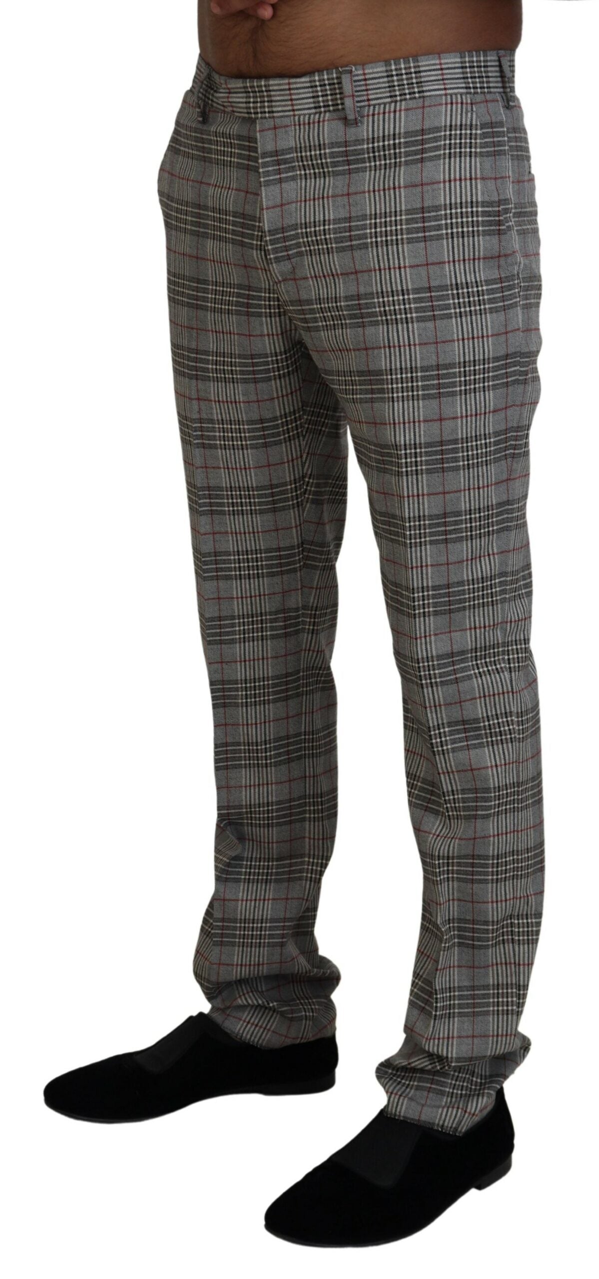 BENCIVENGA Graue karierte Skinny-Hose für Männer