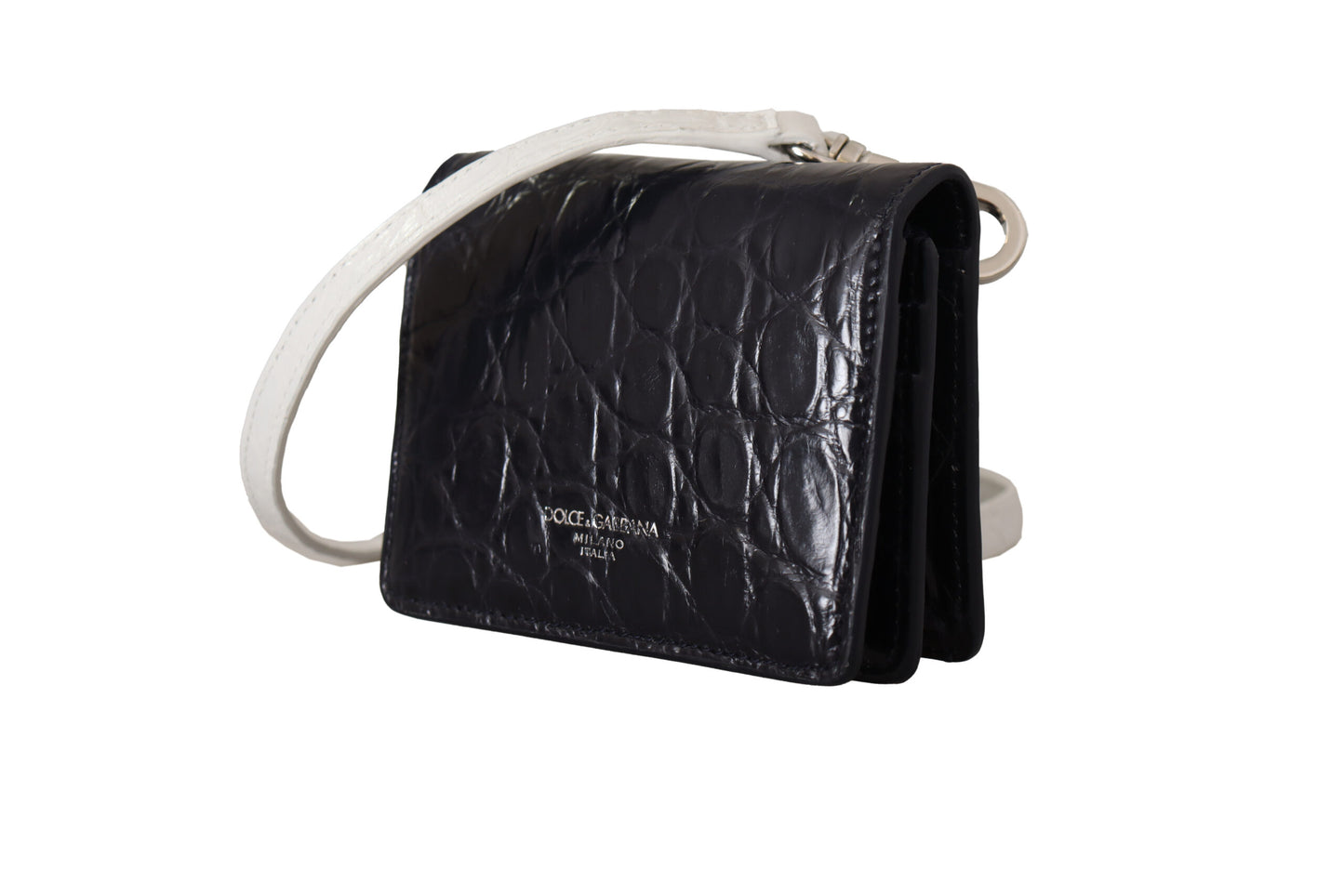 Dolce & Gabbana Blau Weiß Kaiman Lederband Kartenhalter Brieftasche