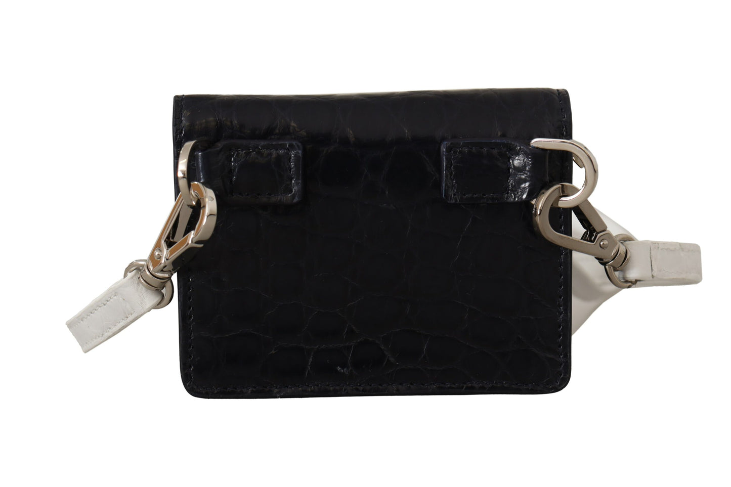 Dolce & Gabbana Blau Weiß Kaiman Lederband Kartenhalter Brieftasche