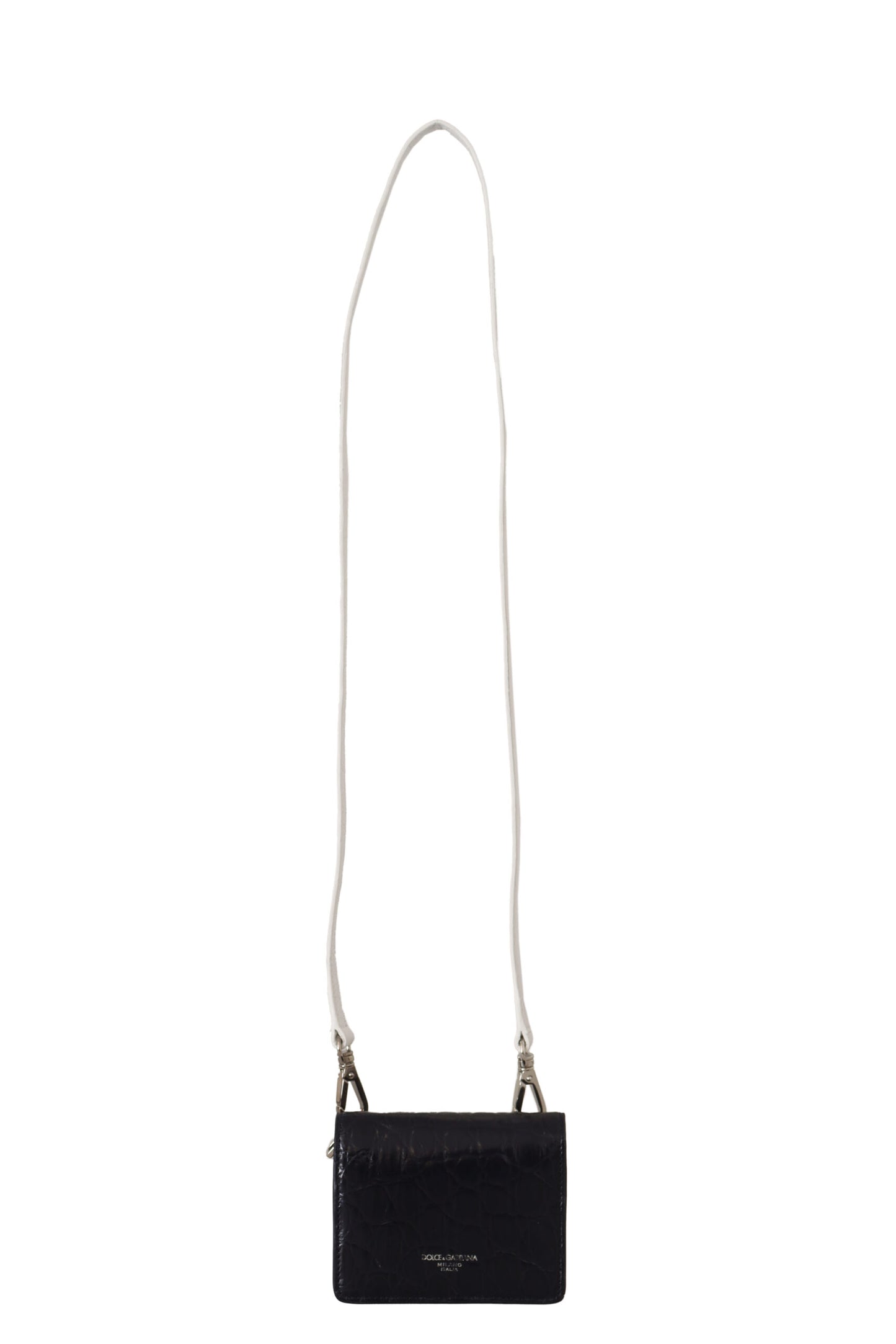 Dolce & Gabbana Blau Weiß Kaiman Lederband Kartenhalter Brieftasche