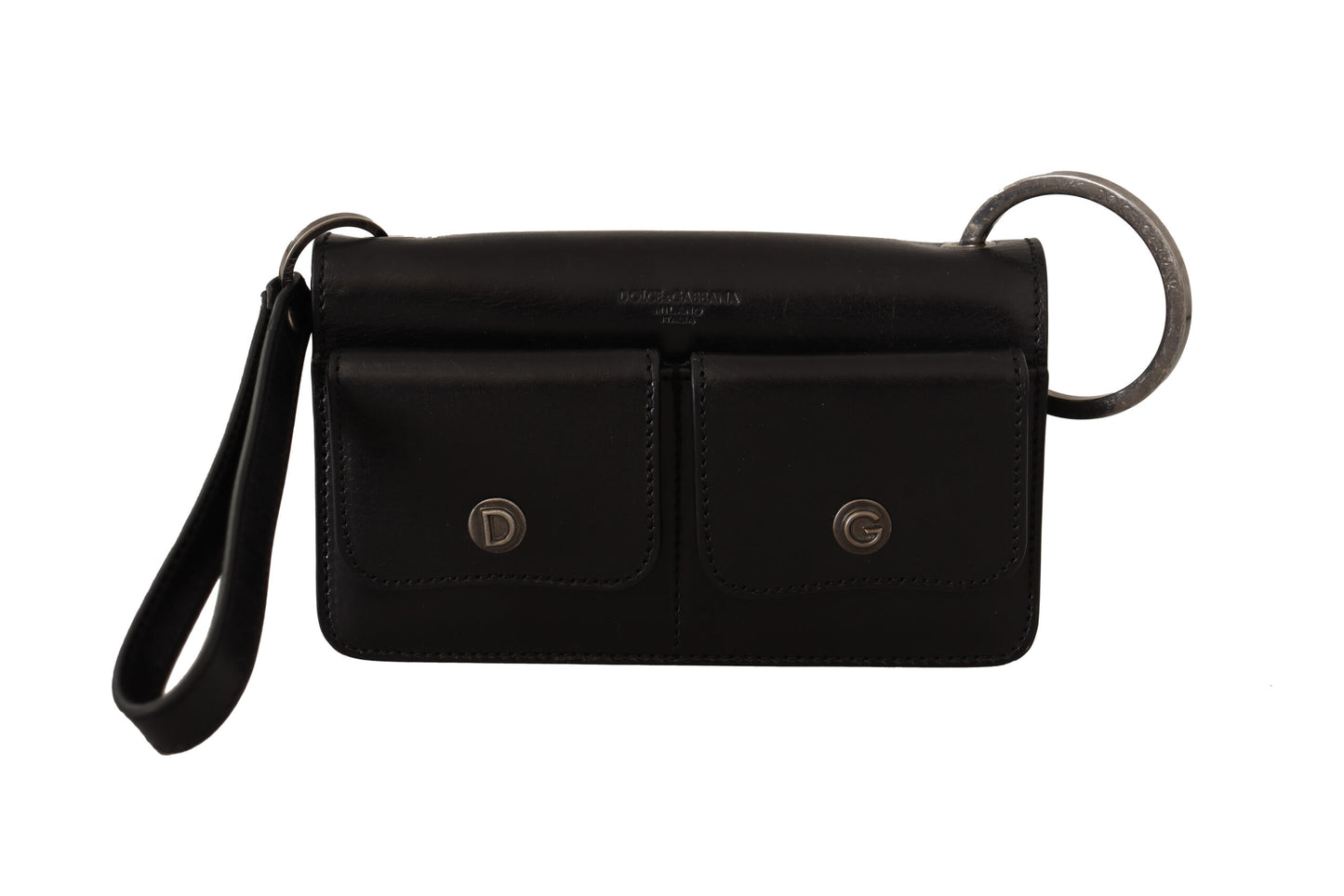 Dolce & Gabbana Schwarzes Lederhandtäschchen Mini Bag Card Bill Wallet