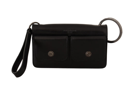 Dolce & Gabbana Schwarzes Lederhandtäschchen Mini Bag Card Bill Wallet