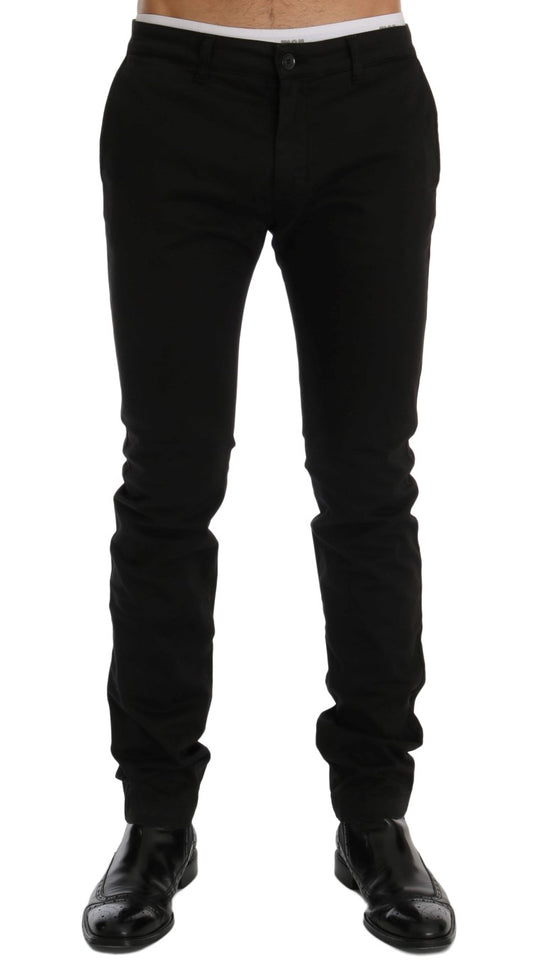 GF Ferre Schwarze Baumwoll-Stretch-Chino-Hose