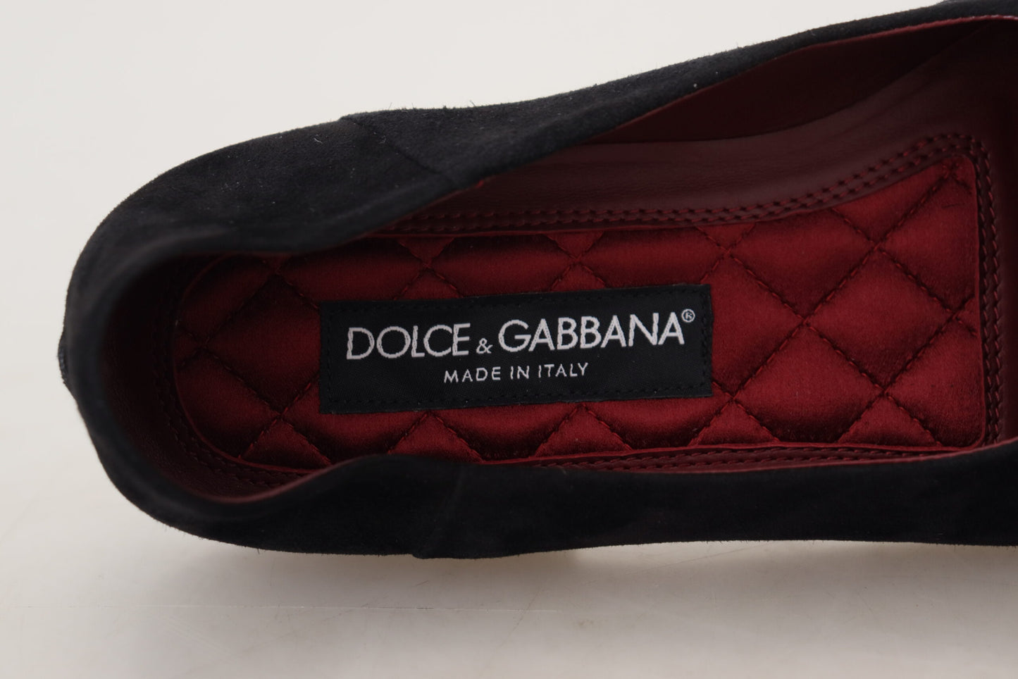 Dolce & Gabbana Schwarz Wildleder Gold Kreuz Slip On Loafers Schuhe
