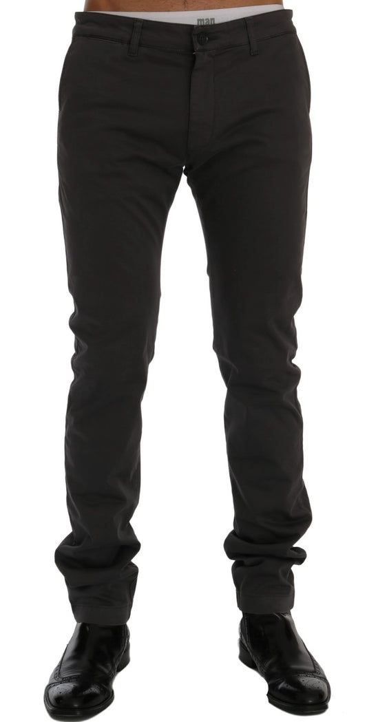 GF Ferre Graue Baumwoll-Stretch-Chino-Hose