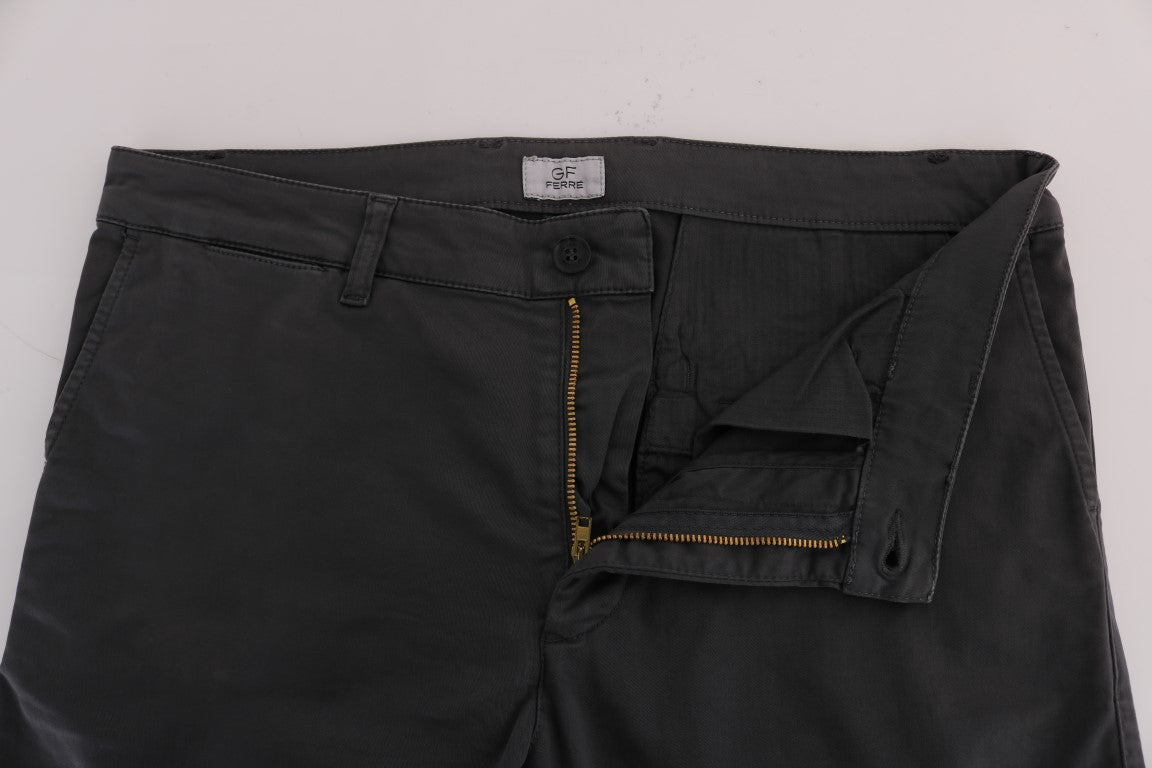 GF Ferre Graue Baumwoll-Stretch-Chino-Hose