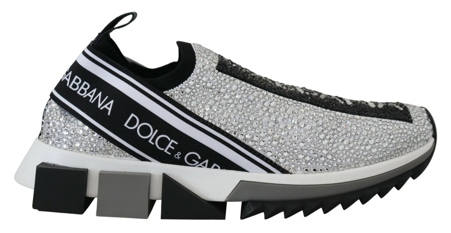 Dolce & Gabbana Silber Strass Sorrento Turnschuhe Schuhe