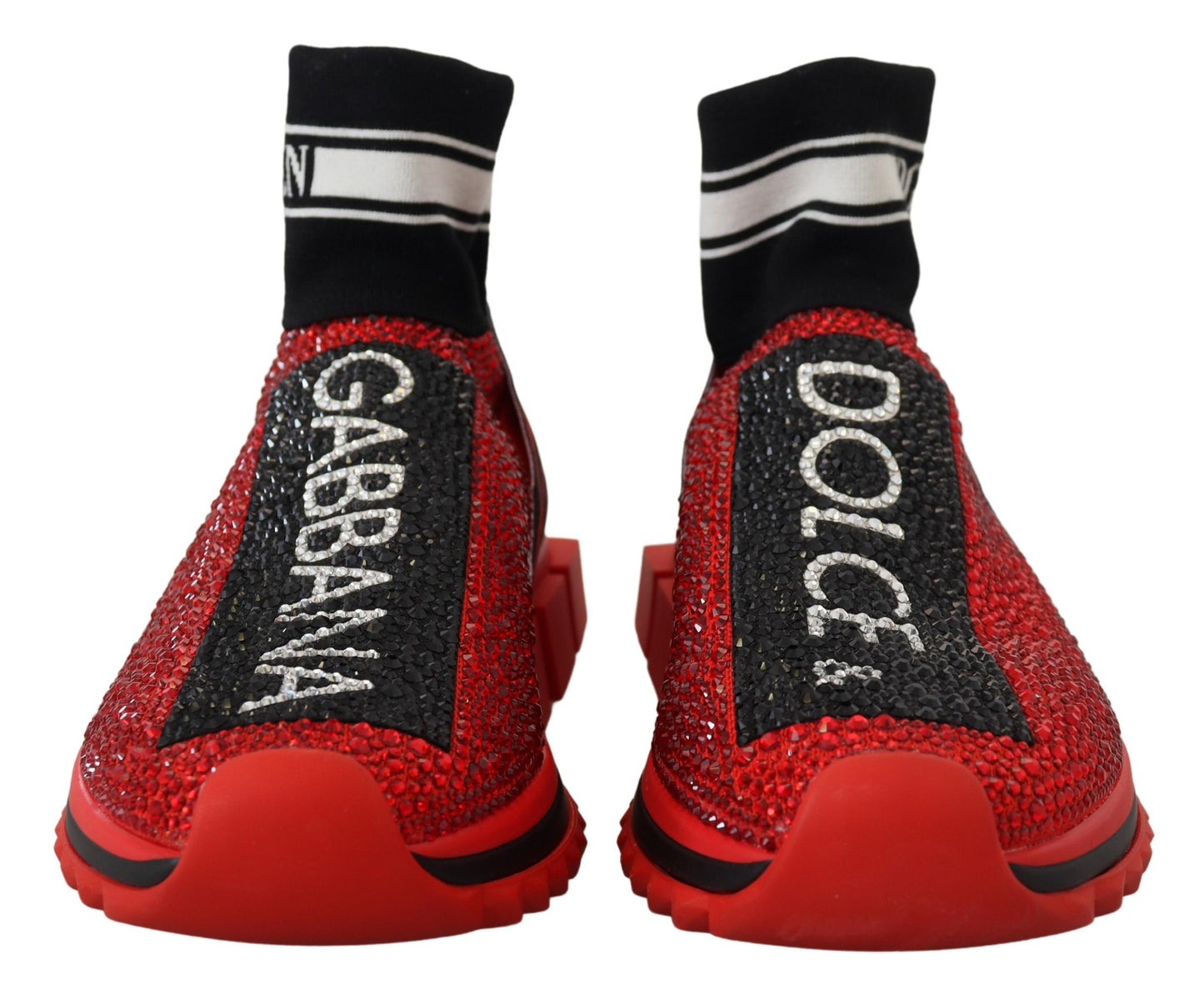 Dolce & Gabbana Rot Bling Sorrento Turnschuhe Socken Schuhe
