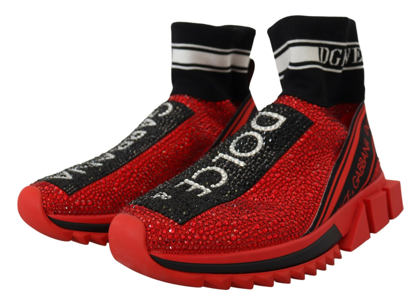 Dolce & Gabbana Rot Bling Sorrento Turnschuhe Socken Schuhe