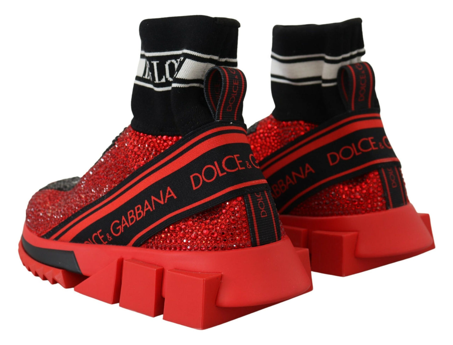 Dolce & Gabbana Rot Bling Sorrento Turnschuhe Socken Schuhe