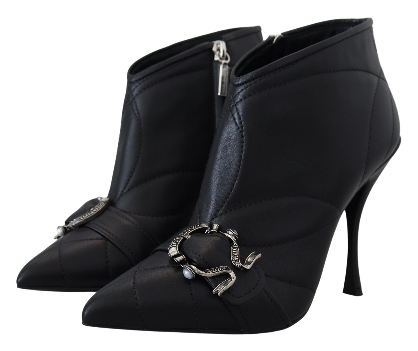 Dolce & Gabbana Schwarze Devotion Gesteppte Knöchelstiefel mit Schnalle Schuhe