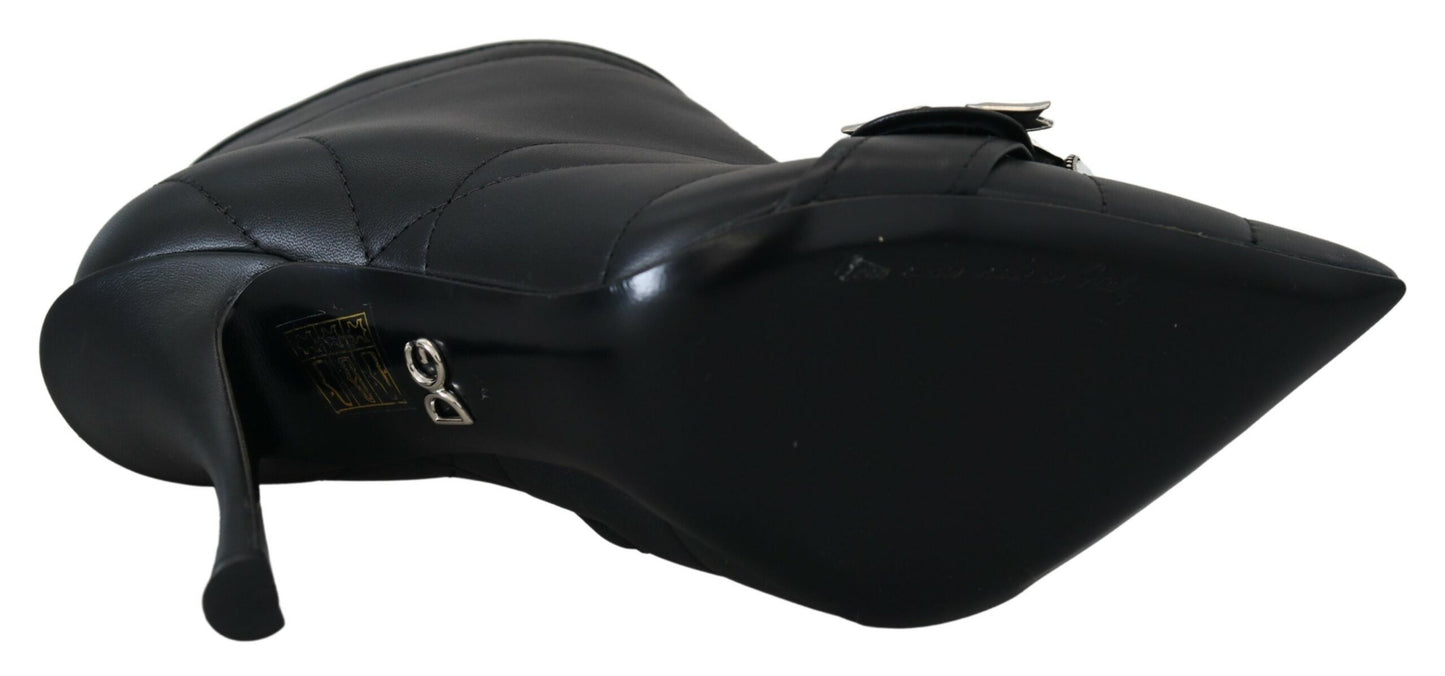 Dolce & Gabbana Schwarze Devotion Gesteppte Knöchelstiefel mit Schnalle Schuhe