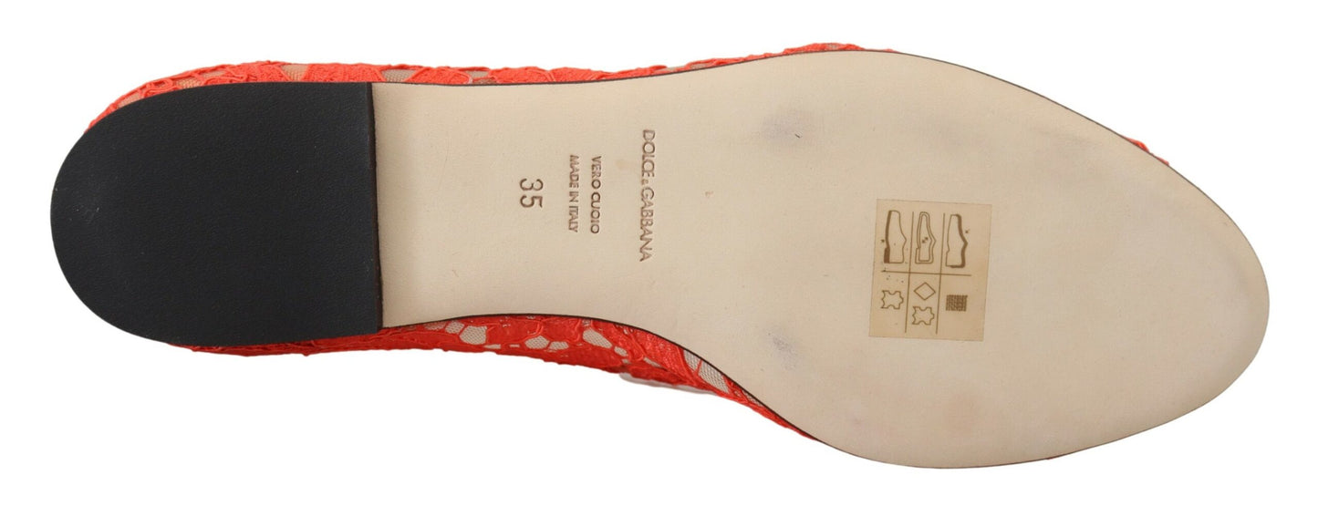 Dolce & Gabbana Rot Taormina Spitze Kristalle Ballett Flats Schuhe