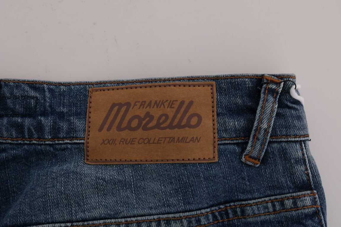 Frankie Morello Blaue Waschung Zerrissene Dunfermile Slim Fit Jeans