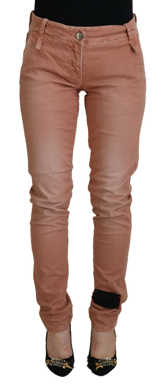 Acht Rosa Mid Waist Slim Fit Damen Freizeithosen